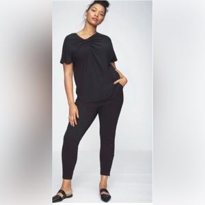 Universal Standard Black Mackaya Luxe Twill Knot Top